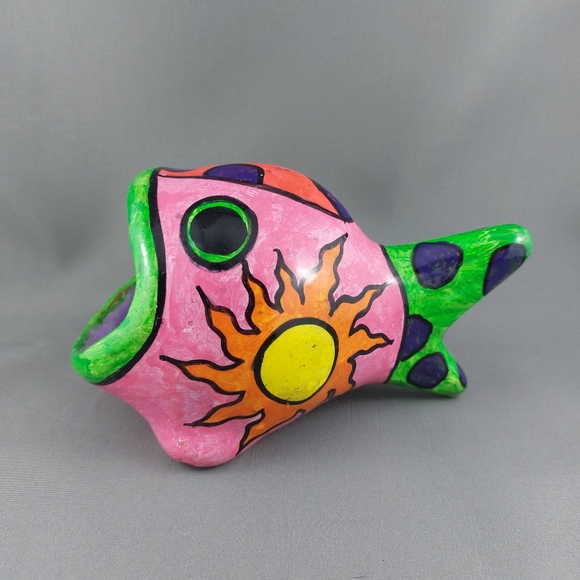 Mexican Talavera pottery fish planter holder handpainted - Picture 1 of 6